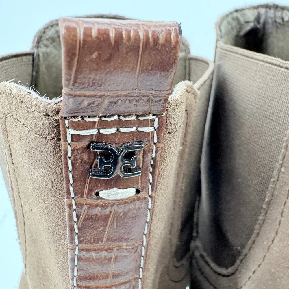 Women's sz 7.5 M Sam Edelman Jaclyn‎ Waterproof Suede Chelsea Boots Taupe